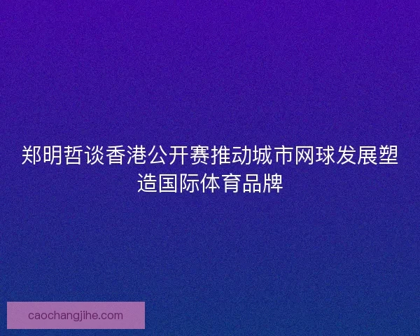 郑明哲谈香港公开赛推动城市网球发展塑造国际体育品牌