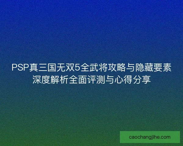 PSP真三国无双5全武将攻略与隐藏要素深度解析全面评测与心得分享